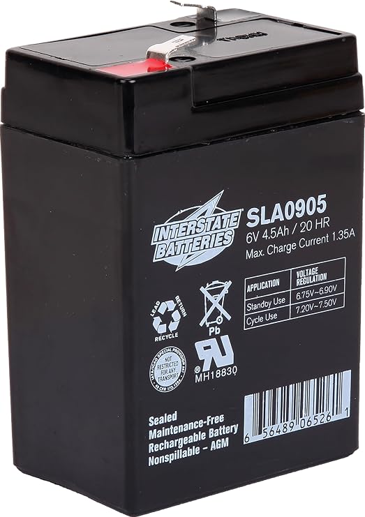 Interstate Batteries SLA Battery 6V 4.5Ah AGM VRLA (F1 Terminal) SLA0905