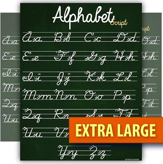 Young N Refined ABC Cursive Script Alphabet poster EXTRA LARGE chart LAMINATED teaching classroom decoration (24x30)