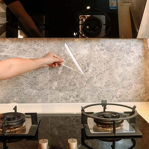 Kitchen Backsplash Wall Protector Transparent Kitchen Oil Proof Sticker