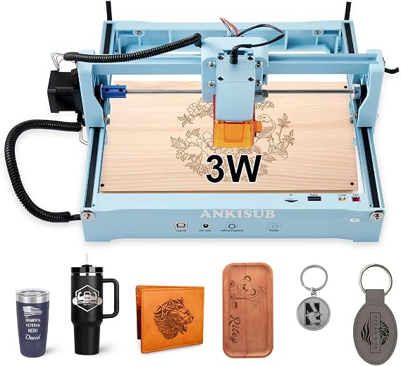 L4 Laser Engraver Machine, 3000mW Laser Engraving Cutting Machine with 7000mm/s Fast for 150x200mm Working Area, Portable Laser Marking Machine for Jewelry, Metal, DIY, Class IV