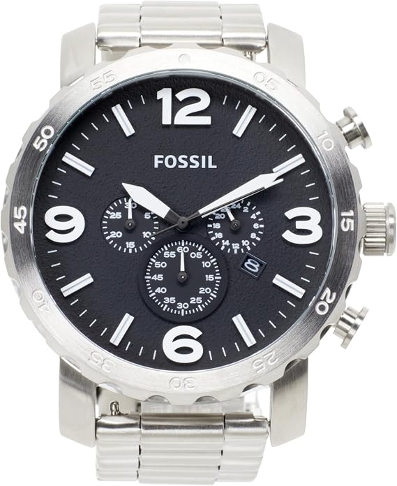Fossil Nate Uhr für Herren Quarzwerk Chronograph mit Edelstahl- oder Lederarmband