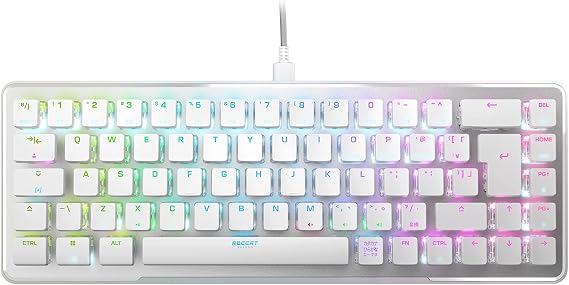 ROCCAT Vulcan II Mini JP ISO Gaming Keyboard, Wired White / White Optical, Linear Mini 65%, RGB Windows 7 or later