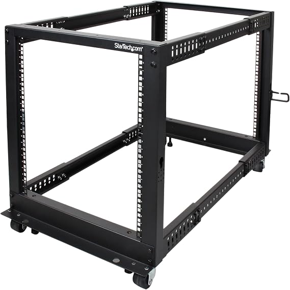 StarTech 12U 4-Post Open-Frame Rack, 101cm, 544kg, Mobile (4POSTRACK12U)