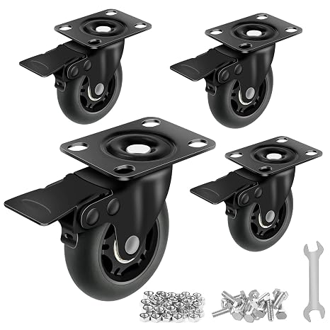 Apllamo 3 Lock Casters Set of 4 Heavy Duty 2000 LBS Total Load