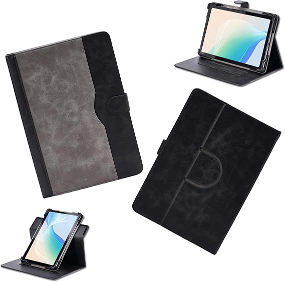 Case for Facetel Q10 10.1-Inch Tablet Case 360 Degree Rotation Multi-Viewing Angels PU Leather Stand Folio Cover Black