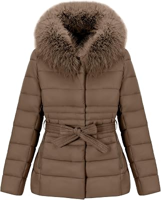 Bellivera Womens Puffer Coats Sherpa-lined Jacket Thicken Overcoat with Hood