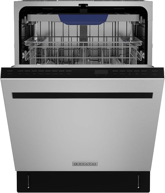 Empava 24 Inch Built-in Dishwasher, Stainless Steel Tub, 15 Place Settings, 8 Wash Cycles, Top Control, Auto Door Dry, 49 dB Ultra Quiet, Energy Star & UL Certified