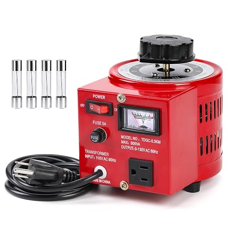 500VA Adjustable Voltage Transformer, 110V Input 0-130V Output AC Voltage Regulator Stabilizer, Stepless Variable Power Converter for Household Industrial Laboratory Equipment Voltage Testing