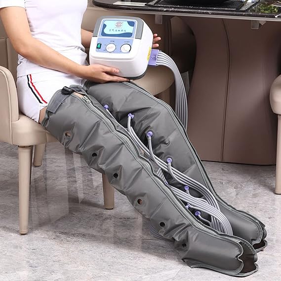 8 Cavity Pressotherapy Air Compression Leg Foot Massager, Pneumatic Leg Wrap Pressure Machine for Lymphatic Drainage Leg Massager