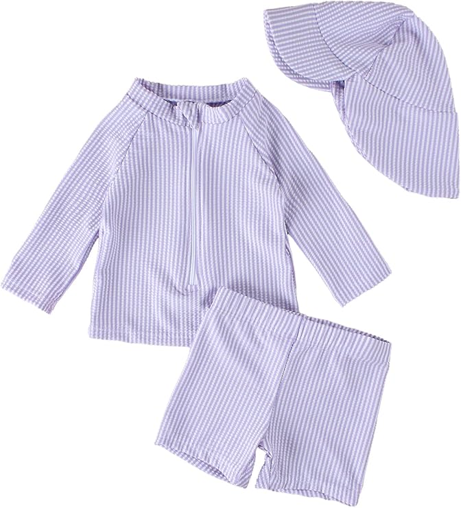 JiAmy Toddler Baby Girls Boys Rash Guard Set with Swim Trunks for Kids 3PCS Long Sleeve Bathing Suits