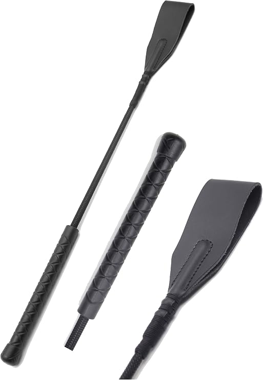 Riding Crop 18" for Horses, Equestrian Riding Crop for Horses, Double Slapper Horse Crop, Black English Riding Crop, Genuine Leather Horse Crop