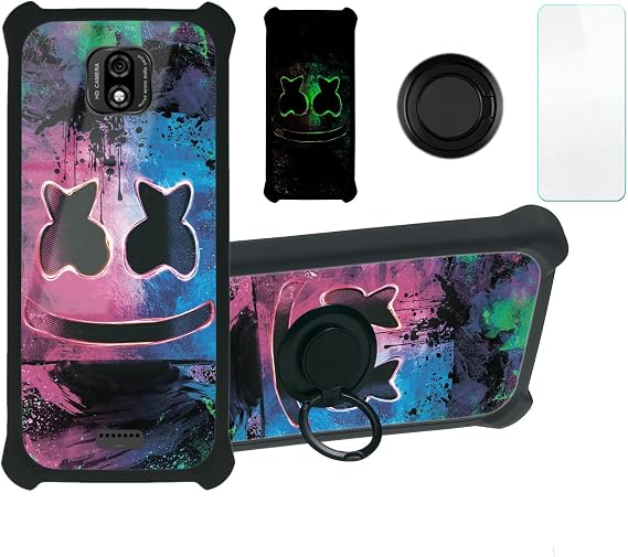 Aroepurt Sky Elite P55 Max Case Compatible with Sky Devices Elite P55 Max Phone Case Cover [with Tempered Glass Screen Protector][Hard PC + Soft Silicone][Luminous Effect] YGH-BQ