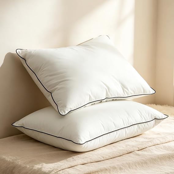 BPC Goose Feather Down Pillows King Size Set of 2,Support for Side Sleepers