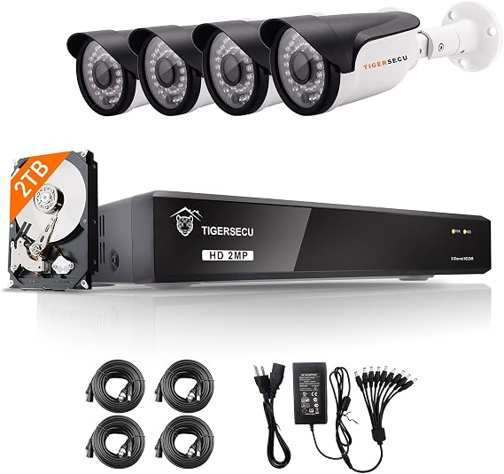TIGERSECU 1080P 8-Channel 4-Camera DVR Security Bundle with 2TB HDD