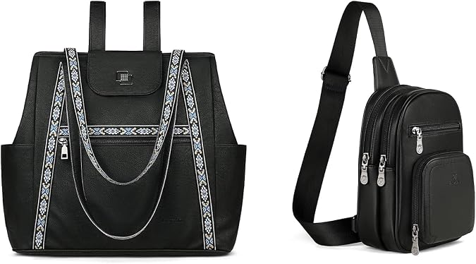 FADEON Large Laptop Tote Bag for Women & Sling Bags Black Collection