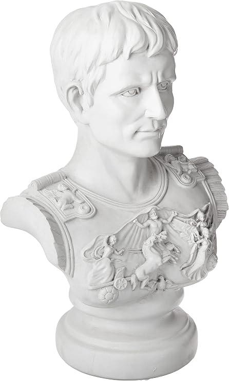 Design Toscano Augustus Caesar Primaporta Bust Statue, Classic Roman Library or Office Decor, 10 Inches Wide, 6 Inches Deep, 18 Inches High, Handcast Polyresin, Antique Stone Finish