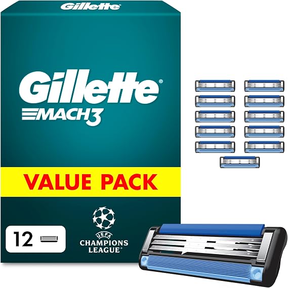 Gillette Mach3 Razor Blade Refills for Men, 12 Count