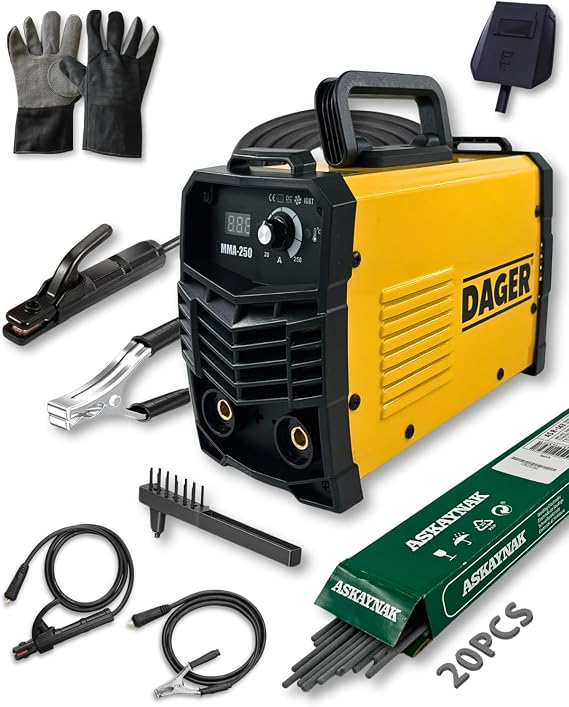 Dager MMA250 250 Ampere Inverter Mini Bag Welding Machine Set | IGBT | Digital Display | Electrode + Mask + Gloves