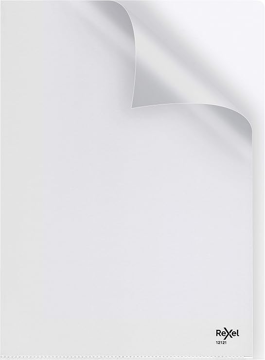 Rexel Nyrex Premium A4 Document Folder, Clear Embossed, 100mic, Cut Back, L-Folder, Pack of 25, 12121