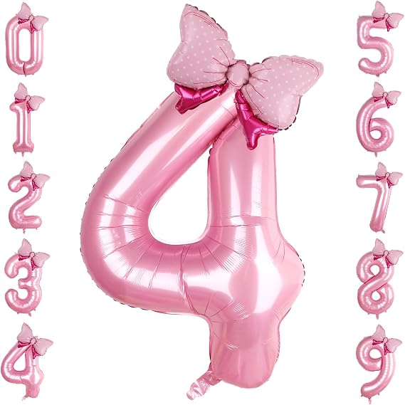 Pink Bow Balloons 40 Inch Pink Number 4 Balloon Bow Number 4 Balloon