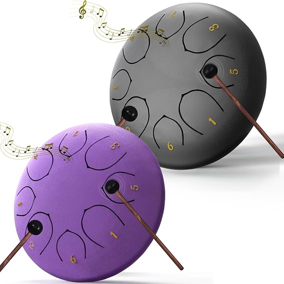 Rain Drum for Outside,6 Inches 8 Notes Rain Drum for Garden Instrument, Drum Rain Chime Waterproof, Rain Drum Outdoor, with Drum Bag, Music Book, Drum Mallets