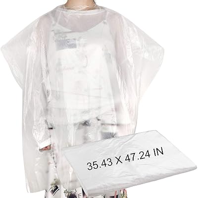 SATINIOR 200 Pcs Disposable Hair Salon Capes Bulk 35.43 x 47.24 Inch Transparent Waterproof Barber Hair Color Dye Cape Hairdresser Shampoo Apron Household Salon Cloak