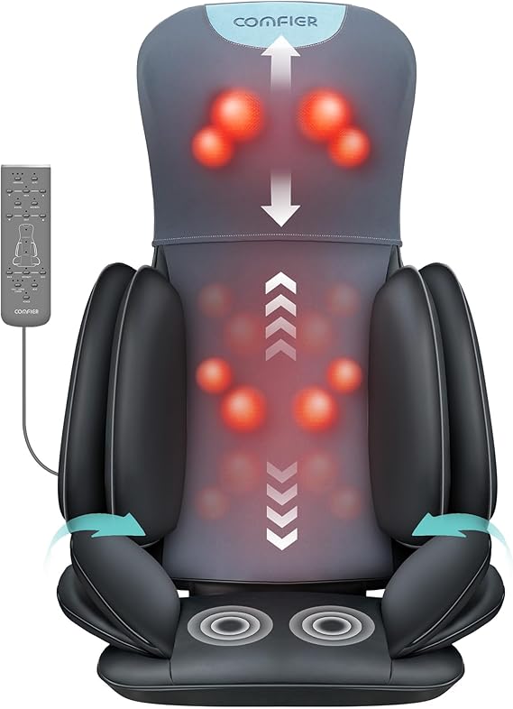 COMFIER Shiatsu Neck & Back Massager, Massage Chair Pad with Back Heat