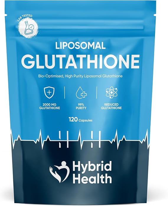 Hybrid Health Liposomal Glutathione 2000mg Supplement - 120 Vegan Capsules, Enhanced Absorption Glutathione Supplement, Independently Third Party Lab Tested, UK Based Brand