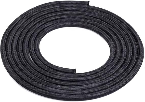 Black 16 Feet 8AN Transmission Cooler Fuel Hose Oil Gas Line 5M AN8 Nylon Braided Stainless Steel Fuel Line for Fuel Return Line, Oil Feed Line