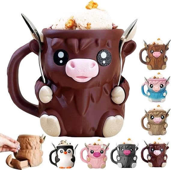 Snugeasy Ice Cream Pint Holder with 2 Spoons, Fits Ben & Jerry’s Häagen-Dazs Dual Spoon Sockets & Utensil Slots with Anti Frost Handle, Reusable Insulated Sleeve Ramen Noodle Holder (06)