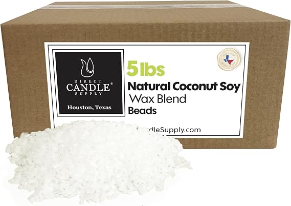 5lb Coconut Soy Wax Beads for Candle Making | Premium coconut soy wax beads melt smoothly with easy measuring, strong scent throw and clean burns for candle making.