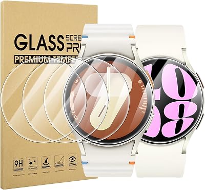 Suoman 4-Pack Screen Protector for Samsung Galaxy Watch 7654 40mm, Tempered Glass Protectors Perfectly Fit for Galaxy 40 mm Smartwatches