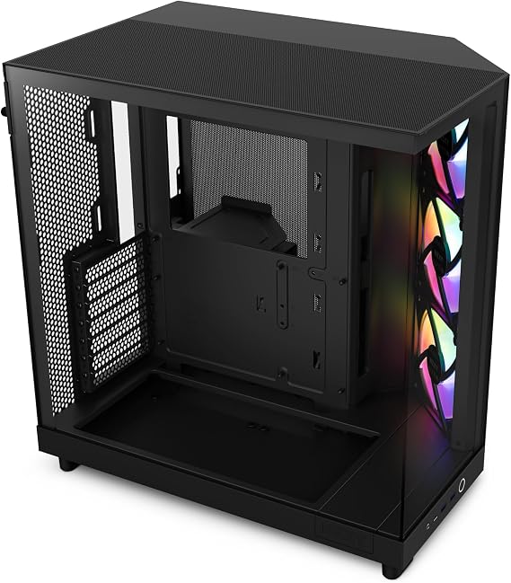 NZXT H6 Flow RGB Orta Kule Hava Akımı Kasası, 3 RGB Fanlı, Panoramik Cam Paneller, Kablo Yönetimi - Siyah