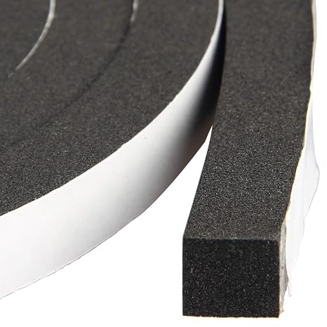 High Density Foam Tape Weather Stripping, 1/2" W x 1/2" T x 6.5Ft L, 2 Roll