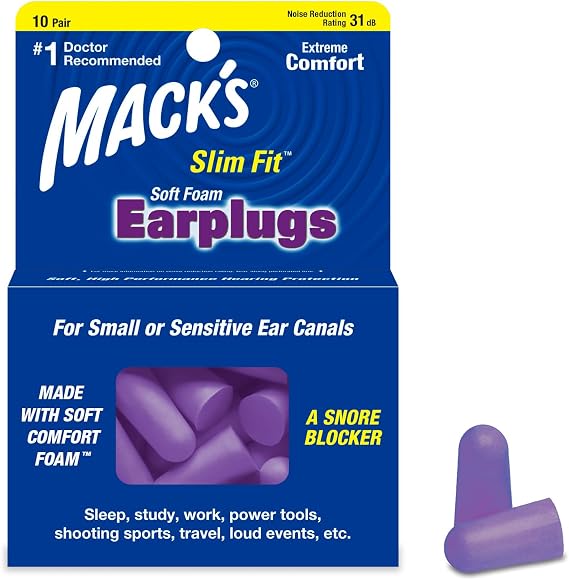 Mack's Safesound Soft Foam Slim Fit Earplugs - Pack of 10 Pairs