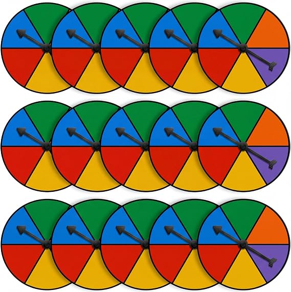 Chivao 10 Sets Colorful Game Spinners Wheel with Rotating Arrows for Math