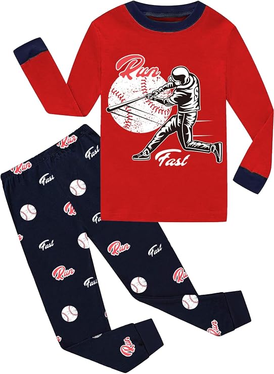 DDSOL Toddler Boys Pajamas Warm Pjs Kids Long Sleeve Sets Baby Sleepwear Truck Ball Game Winter Jammies 2-7 Years