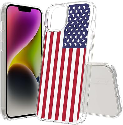 Aquaflex Phone Case Compatible with Apple iPhone 15 Plus Slim Design Full Body Reinforced Corners Shockproof Drop Protection USA Flag New
