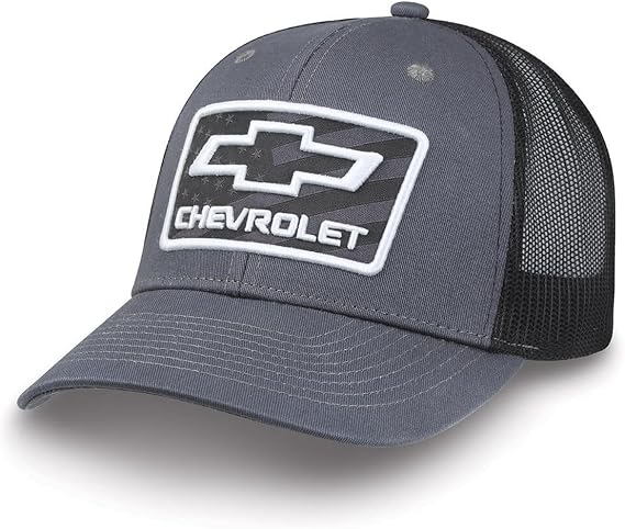 Chevrolet Bowtie American Flag Patch Hat - Chevy Snapback Cap - Officially Licensed by GM Gray