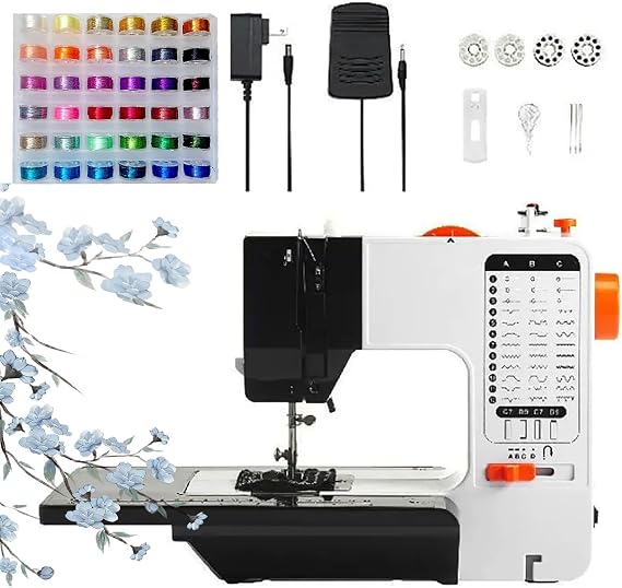 Industrial Sewing Machine, Portable Automatic Sewing Machine with Scale, 38 Built-in Stitches, 6-8 Layers Thick Fabric, 12 Functions, for Beginners and Professional Handcrafting
