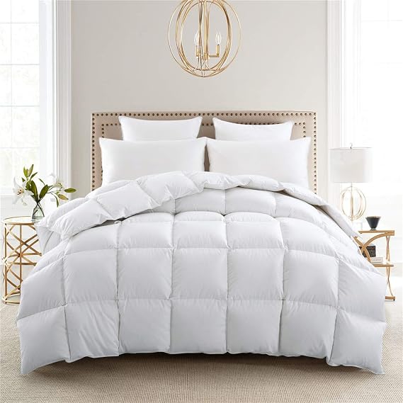 puredown Lightweight White Feather Comforter Twin Size Ultra Soft Thin Light Warmth Box Stitched Duvet Insert for Warmer Climates/Sleeper