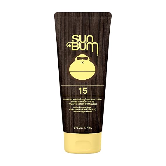 Sun Bum Original Moisturizing Sunscreen Lotion, SPF 15, 6 oz. Tube, 1 Count, Broad Spectrum UVA/UVB Protection, Paraben Free, Gluten Free, Vegan