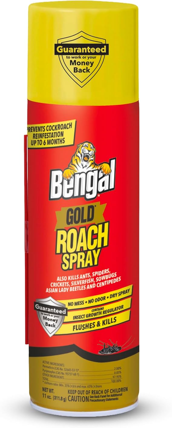 Bengal Gold Roach Spray Dry Aerosol Indoor Roach Killer - 11 oz