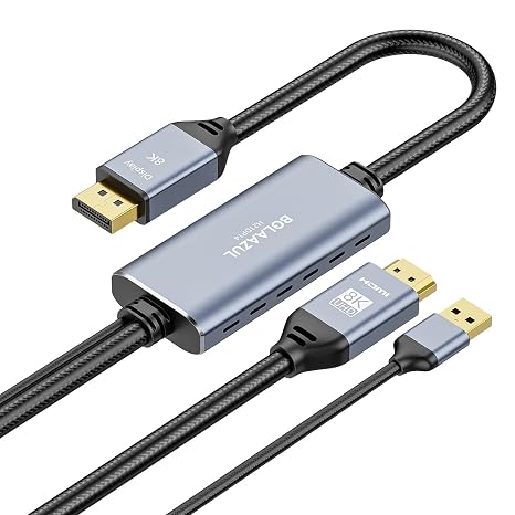 BolAAzuL HDMI 2.1 to DisplayPort Cable 8K@30Hz 4K@120Hz 2M