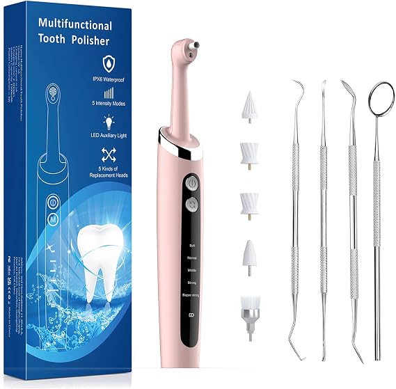 Dental Tools, Electric Tooth Polisher & Manual Teeth Cleaning Kit for Cleaning and Polishing of Tooth, 2 in 1 Dental Tools Kit for Complete Dental Care