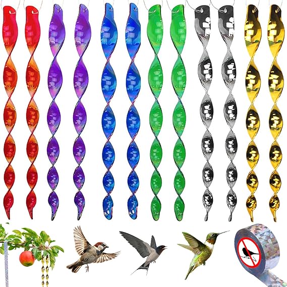 12Pcs Bird Deterrent Rods,Reflective Pigeon Deterrent,Bird Scarer