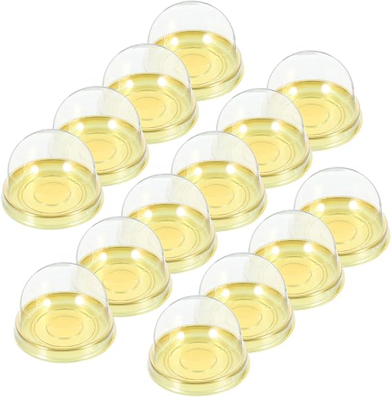 50pcs Round Moon Cake Boxes Gold Base Mini Cake Box Individual Cupcake Containers Dome Lid for Desserts and Pastries