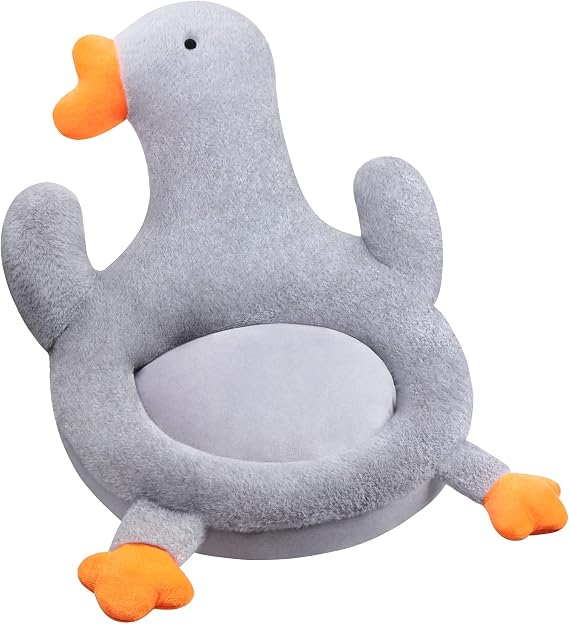 Fortuning's JDS Cute Cartoon Seat Cushion, Non Slip Chair Pad with Extra Waist Support for Kids and Adult, Floor Cushion for Kitchen Office Bedroom, Kids Girlfriend Gift(Grey)