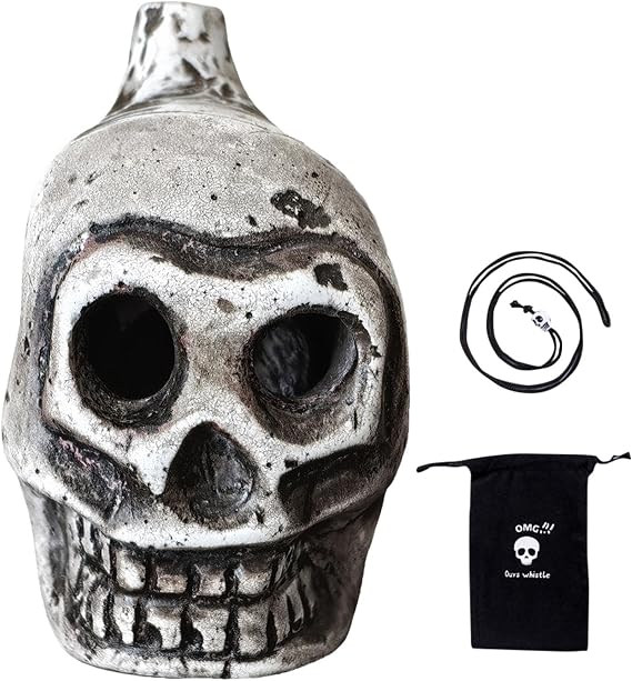 AztecMayan Death Whistle Skull, Screaming Whistle, (EXTREMELY LOUD) Spooky Death Loud Human Whistle,Authentic Human Sounding Thunder Echoes Of Ancient Warriors High Decibels