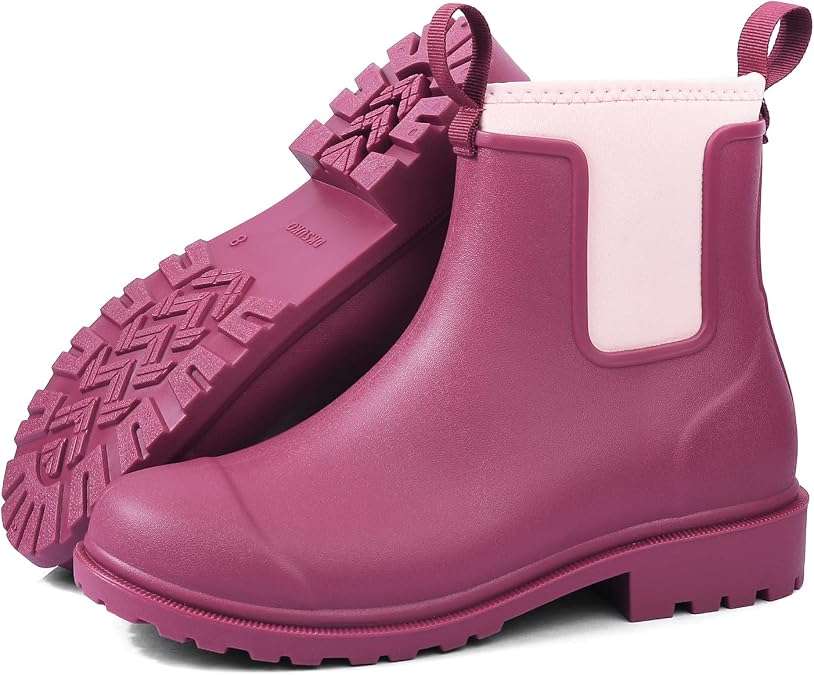 DKSUKO Women's Deck Boots Waterproof Ankle Rain Boots Non-Slip Rubber Fishing Boot Outdoor Work Shoes for Boating Gardening Farming